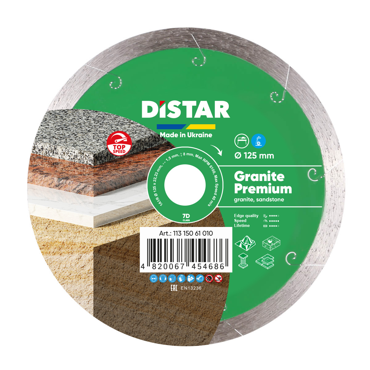 Круг алмазный отрезной по граниту Distar 1A1R Granite Premium